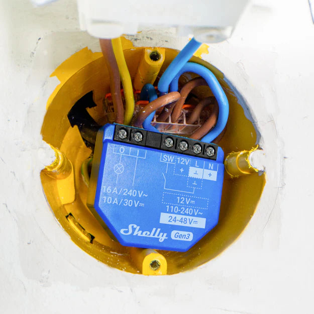 Shelly 1 Gen3 Wi-Fi-operated smart switch with dry contacts, 1 channel 16A